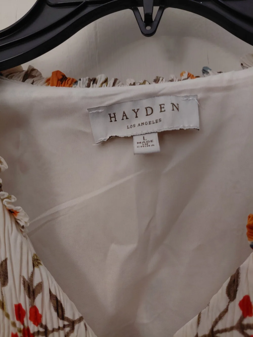 Hayden Los Angeles Floral Print Ruffle Sleeve Mini Dress Cream & Orange Large